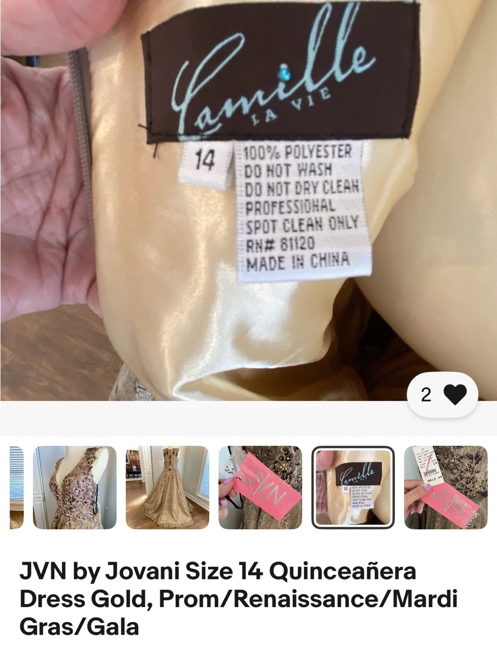 JVN by Jovani Gold Embellished Formal Gown - Picture 6 of 6